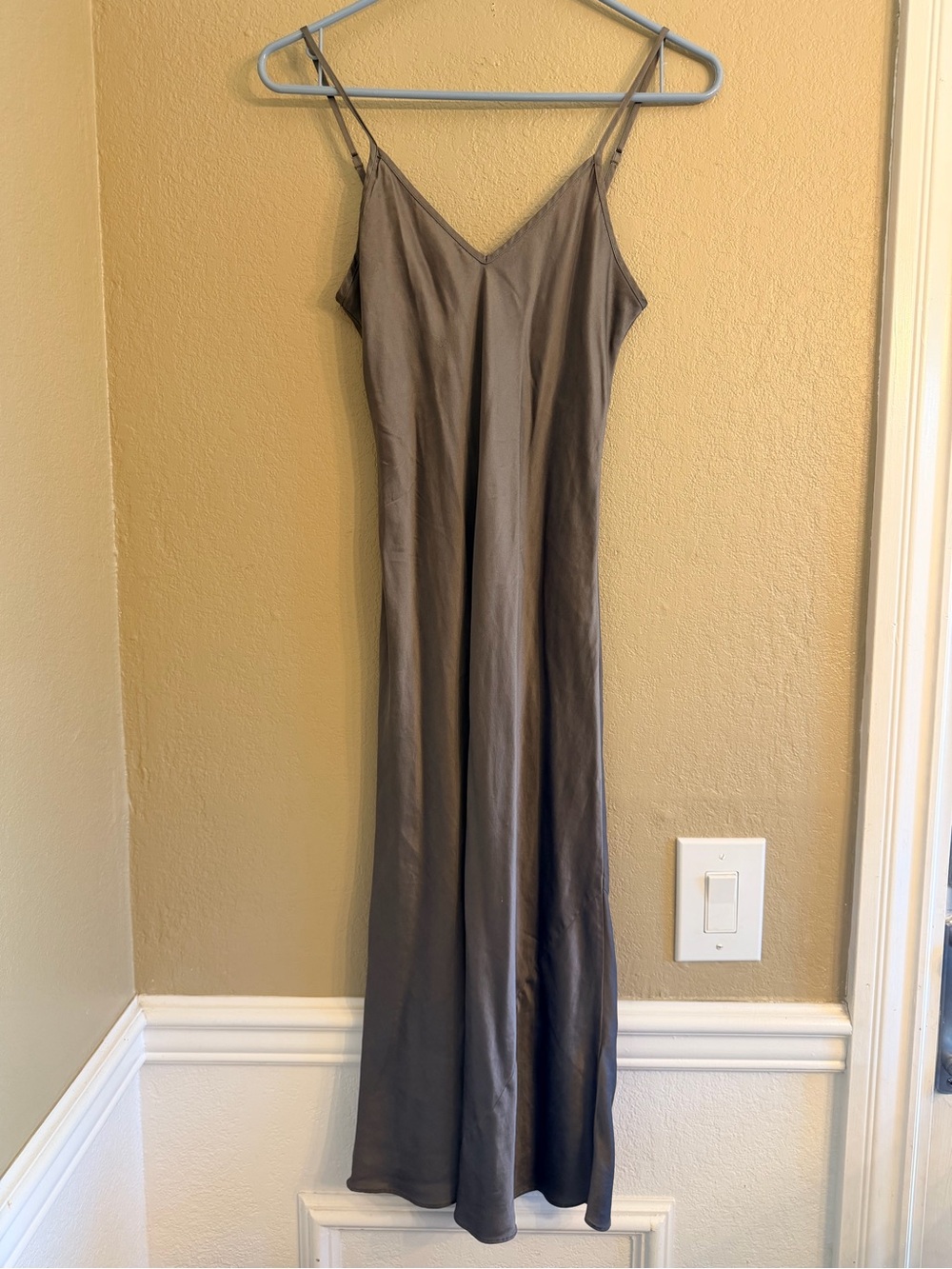 Quince gray silk Midi Slip Dress